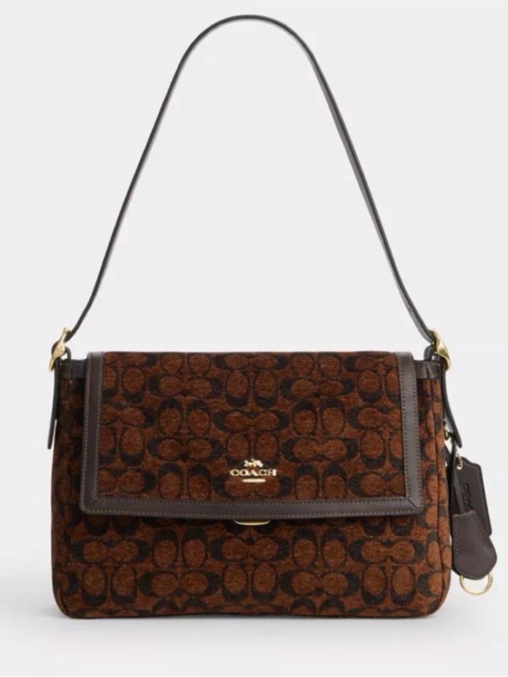 100% Authentic Coach Etta Flap Bag In Signature Chenille